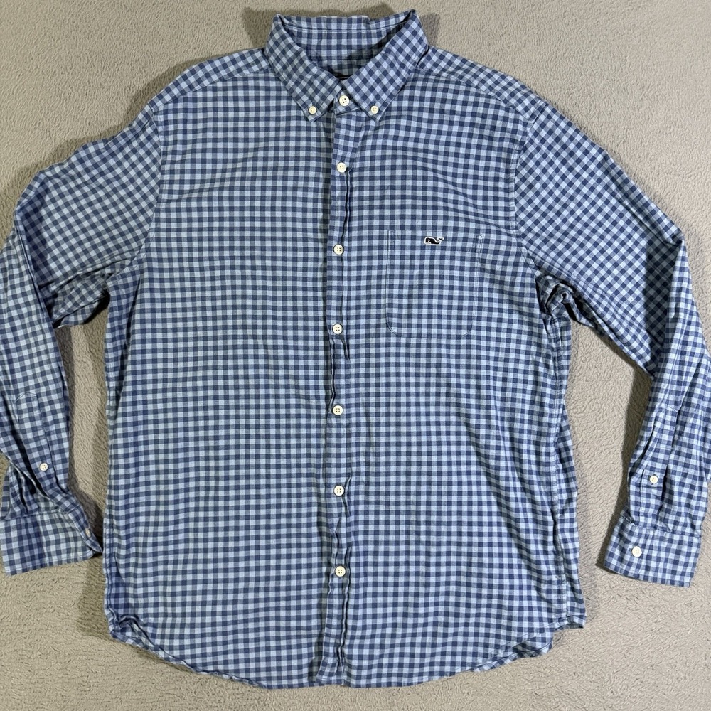 Vineyard Vines Shirt Mens L Tucker Classic Fit Check Short‎ Sleeve Preppy Spring